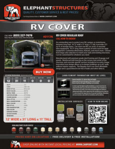 12x31 RV Cover Regular Roof