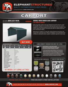 18x21 Double Wide Boxed Eave Carport