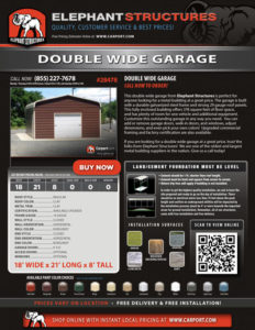 18x21 Double Wide Garage with Clay Roof and Burgundy Walls