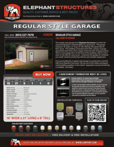 18x21 Regular Style Garage with Brown Roof and Clay Walls
