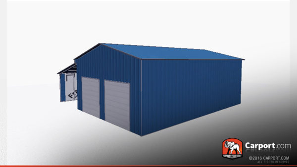 36x36 Metal Garage with Lean-to 2