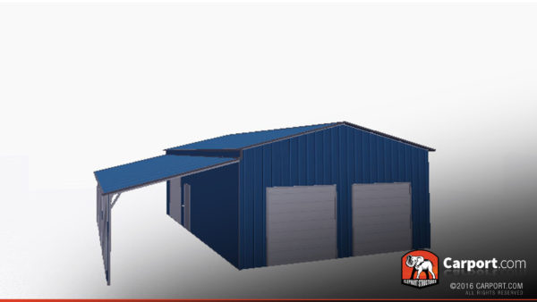 36x36 Metal Garage with Lean-to 3