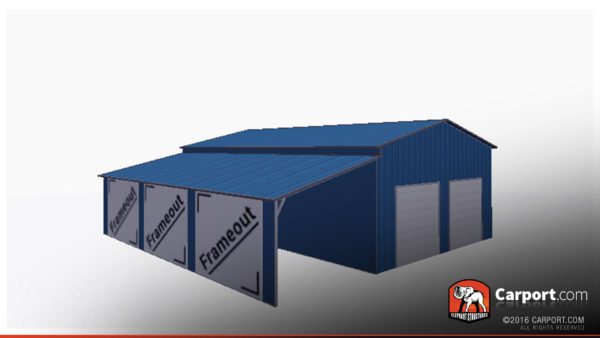 36x36 Metal Garage with Lean-to 4