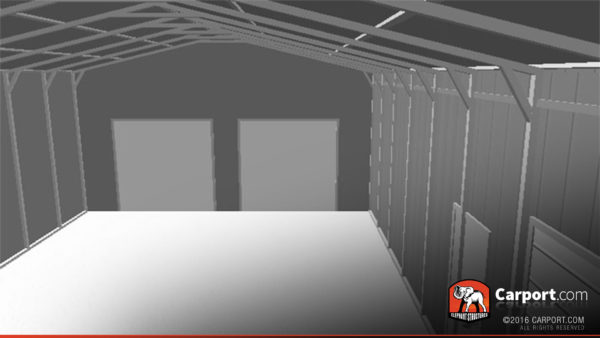 36x36 Metal Garage with Lean-to Interior