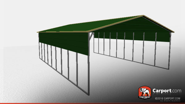 vertical style commercial metal carport with open sides
