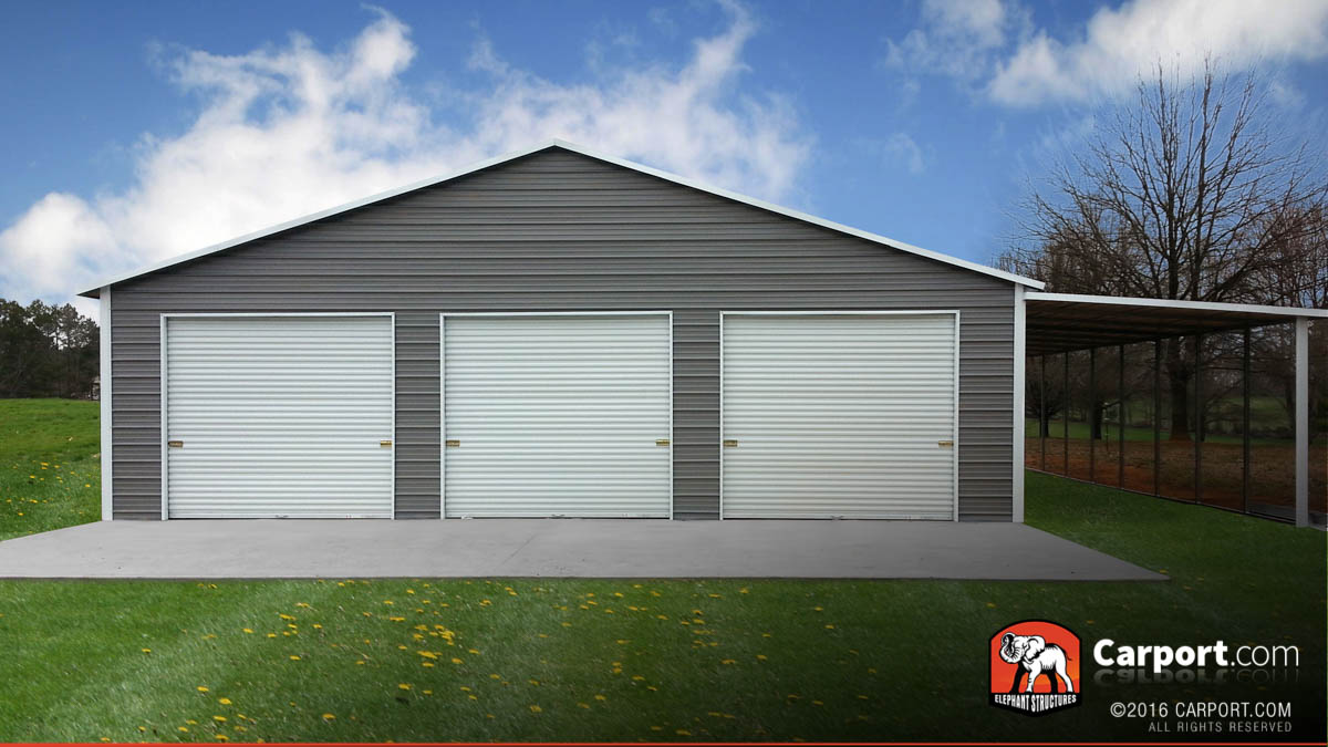 42x31 Custom Three Car Garage 42x31 Custom Three Car Garage with White Roof and Grey Walls