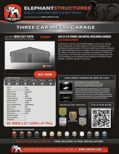 Three Car Metal Garage