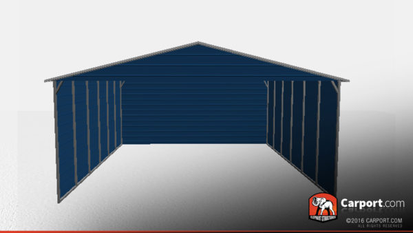boxed eave commercial steel carport from the front