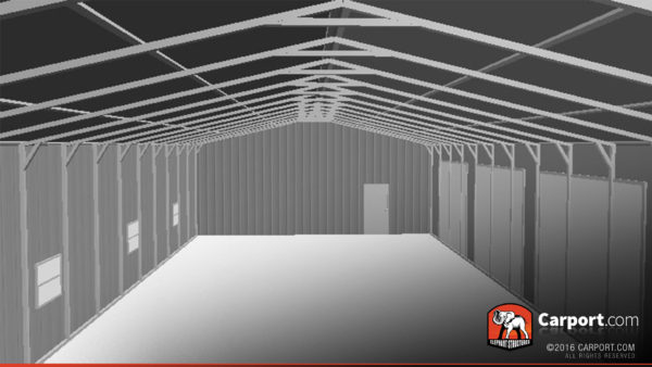 30x80 Commercial Metal Garage Interior