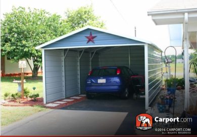 12x21 Single Car Carport Boxed Eave Roof