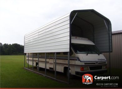 12x31 RV Shelter with White Regular Roof and White Walls