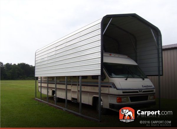 12x31 RV Shelter with White Regular Roof and White Walls