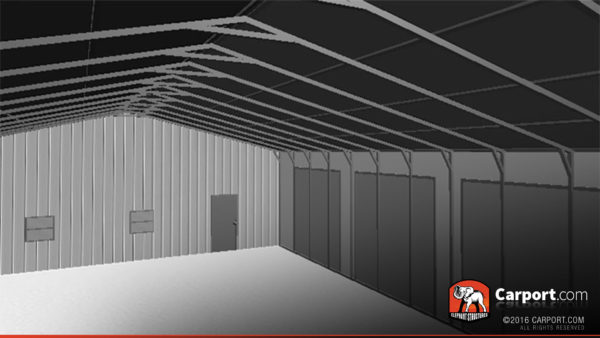 36x81 Steel Garage Drive Interior