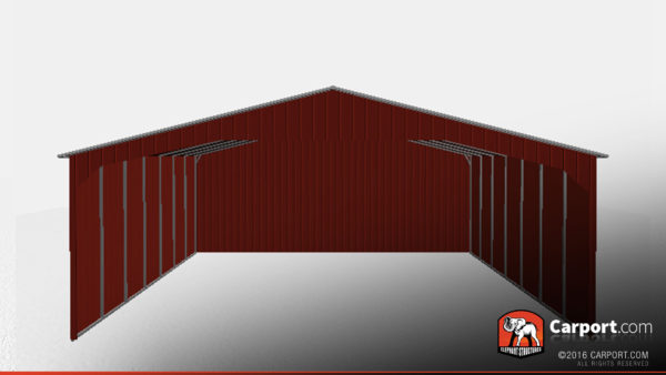 40 x 26 commercial carport three sides closed front view