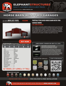 Horse Barn With Two Garages