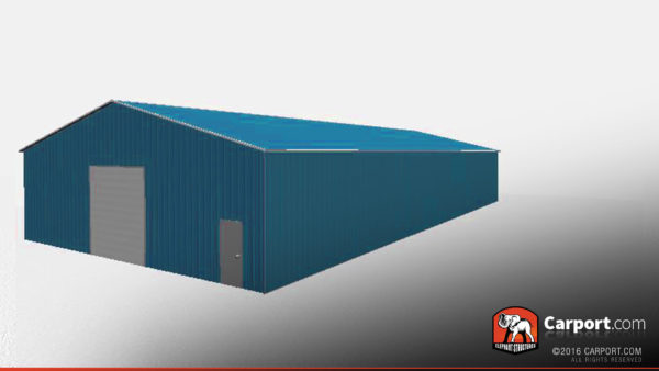 50x100 Commercial Metal Garage with Blue Roof and Blue Walls