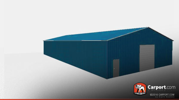 50x100 Commercial Metal Garage with Blue Roof and Blue Walls