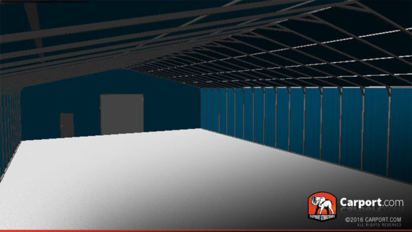 50x100 Commercial Metal Garage with Blue Roof and Blue Walls