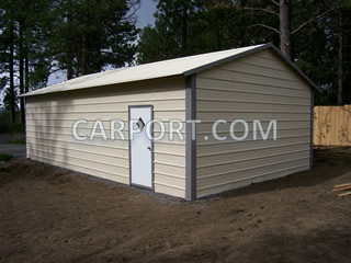 Finished Metal Garage Metal garage after successful installation.