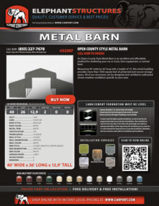 Open County Style Metal Building