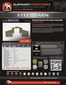 Partially Enclosed Steel Barn