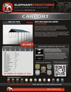 Triple Wide Boxed Eave Carport