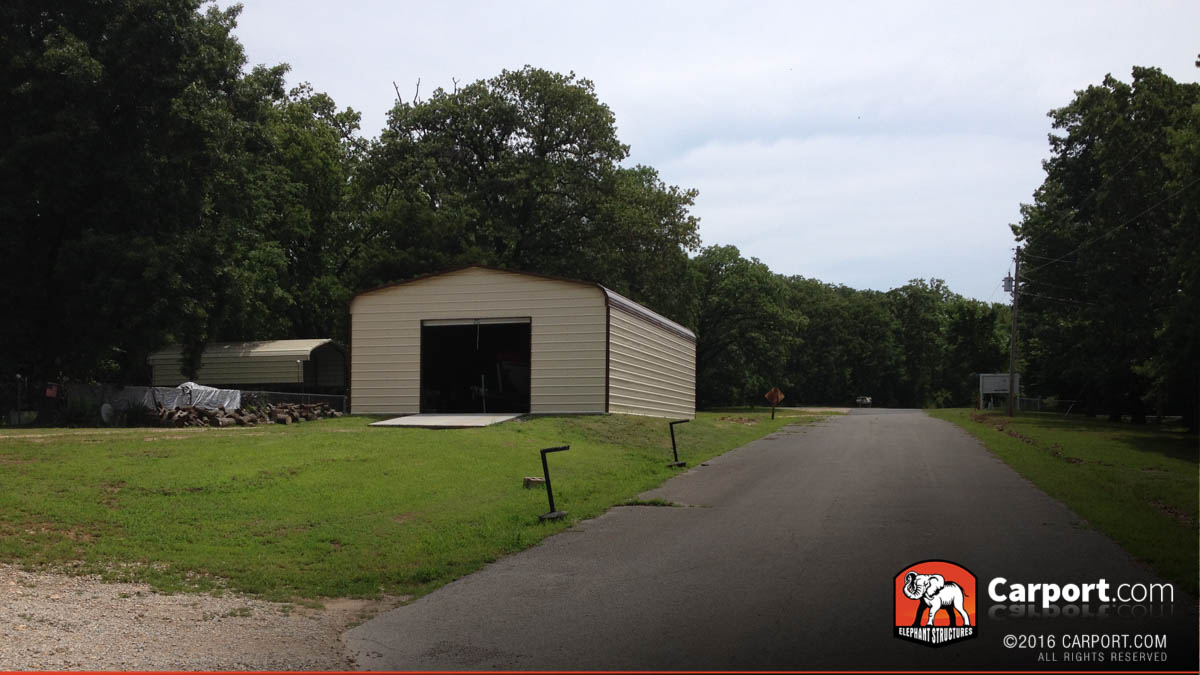 Double Wide Metal Garage 22x31 Double Wide Metal Garage with Brown Roof and Clay Walls