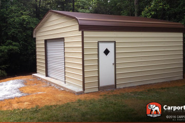 18 x 21 Regular Style Metal Garage with Brown Roof and Clay Walls