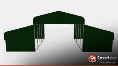 steel horse barn partially enclosed