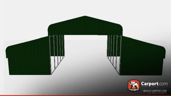 steel horse barn partially enclosed