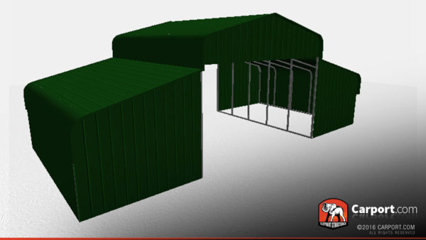 steel horse barn partially enclosed