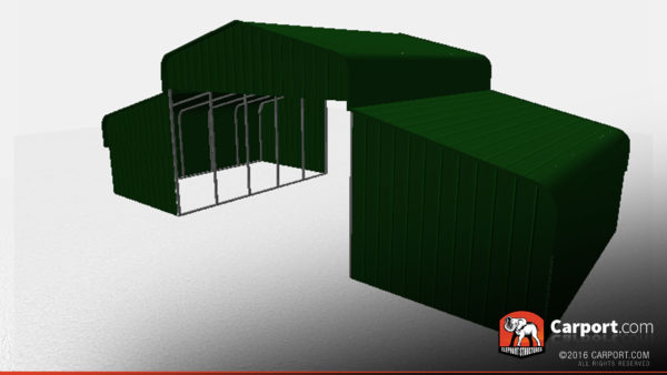 steel barn partially enclosed