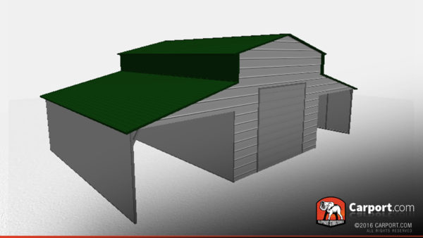 Partially Enclosed Metal Barn with One Garage Door - Image 3