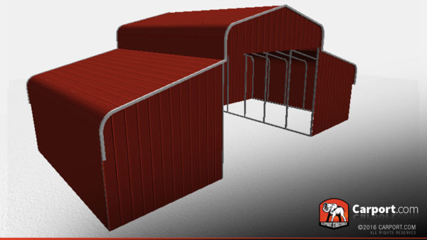36 x 21 x 11 partially-enclosed-metal-horse-barn