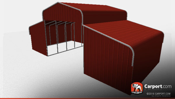 36 x 21 x 11 partially-enclosed-metal-horse-barn