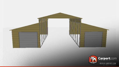Partially Enclosed Steel Barn with A-Frame Roof