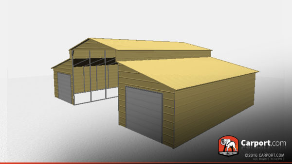 Partially Enclosed Steel Barn with A-Frame Roof - Image 2