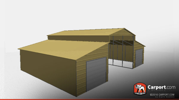 Partially Enclosed Steel Barn with A-Frame Roof - Image 3