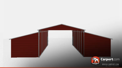 Ridgeline Style Metal Barn with Closed Storage Areas