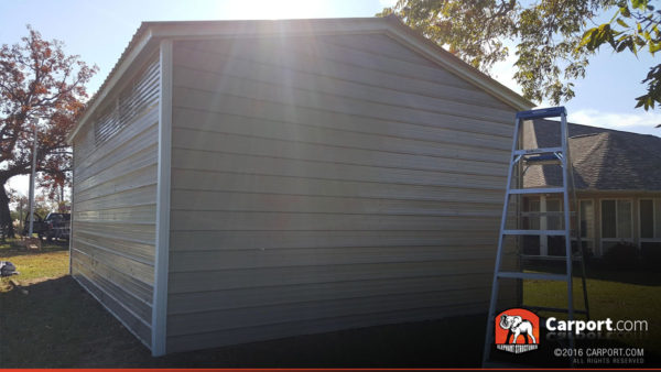 Metal Garage being built