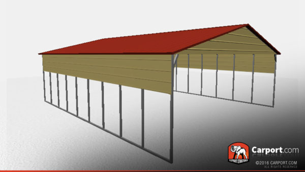 Triple wide metal carport with open sides