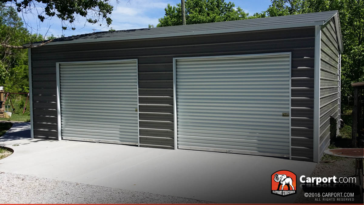 21x24 Custom Two Car Garage 21x24 Custom Two Car Garage with Grey Roof and White Trim