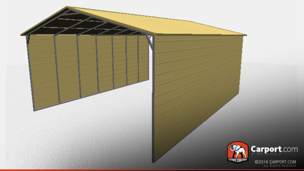 vertical style metal carport with closed sides