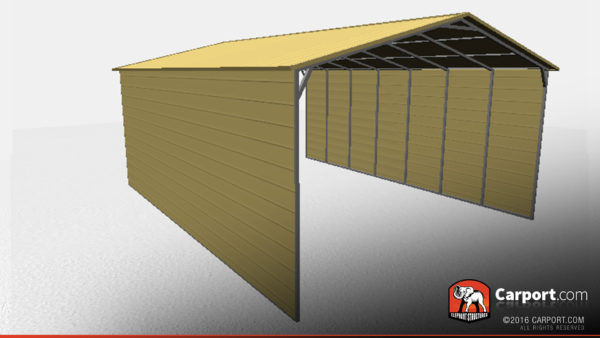 vertical style metal carport with closed sides